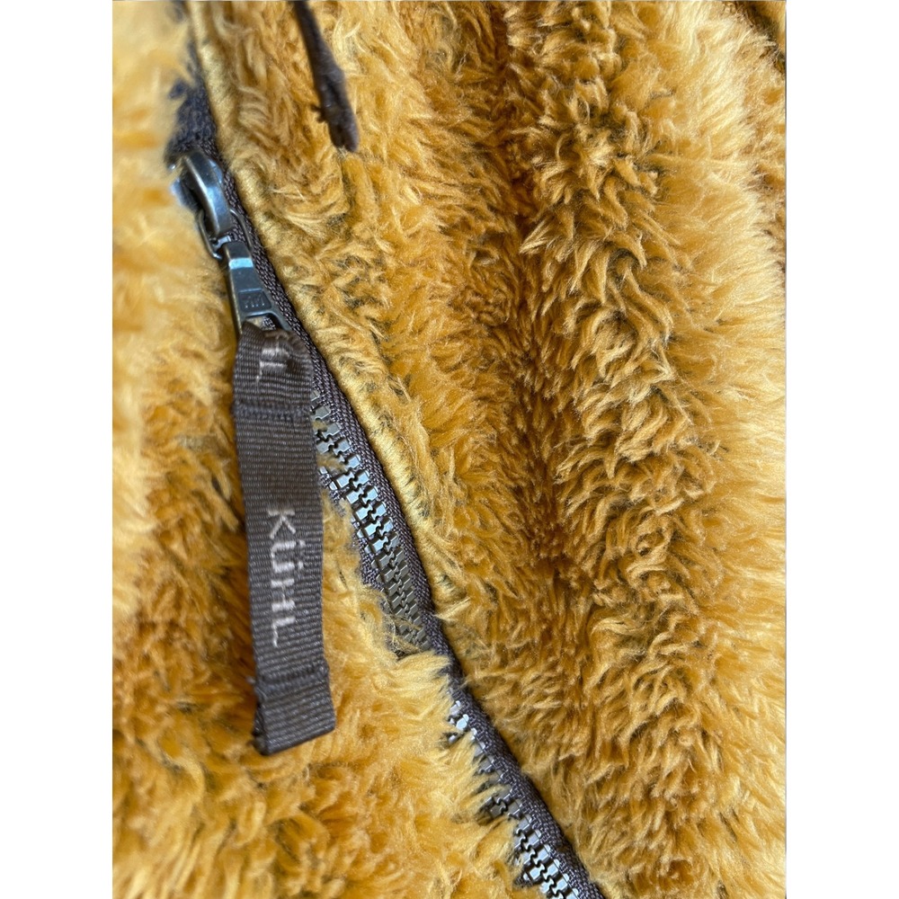 Kuhl Flight Vest M Gold Mustard High Pile Italian Fleece Sherpa Hooded Gilet - Picture 10 of 16